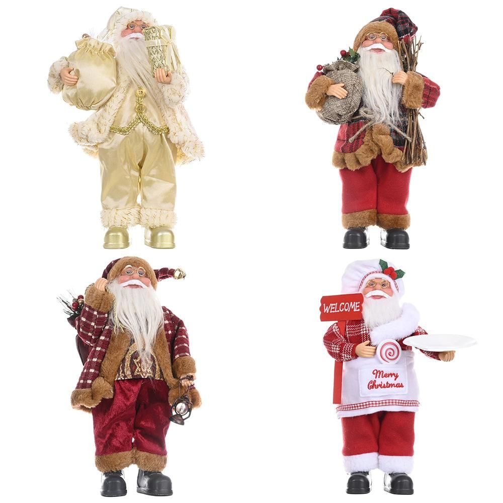 Christmas Celebration Decoration Standing Pose Santa Claus Doll Christmas Backpack Old Man Doll Decoration Standing Santa Claus Doll Chef No Cookies