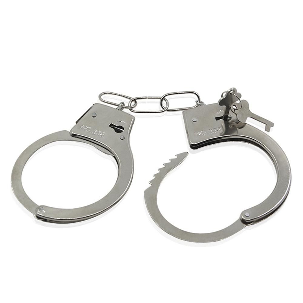 Metal Fake Handcuffs Kids Role Play Toy Hand Cuffs with 2 Keys Fun Stage or Costume Props Halloween Costume Accessories