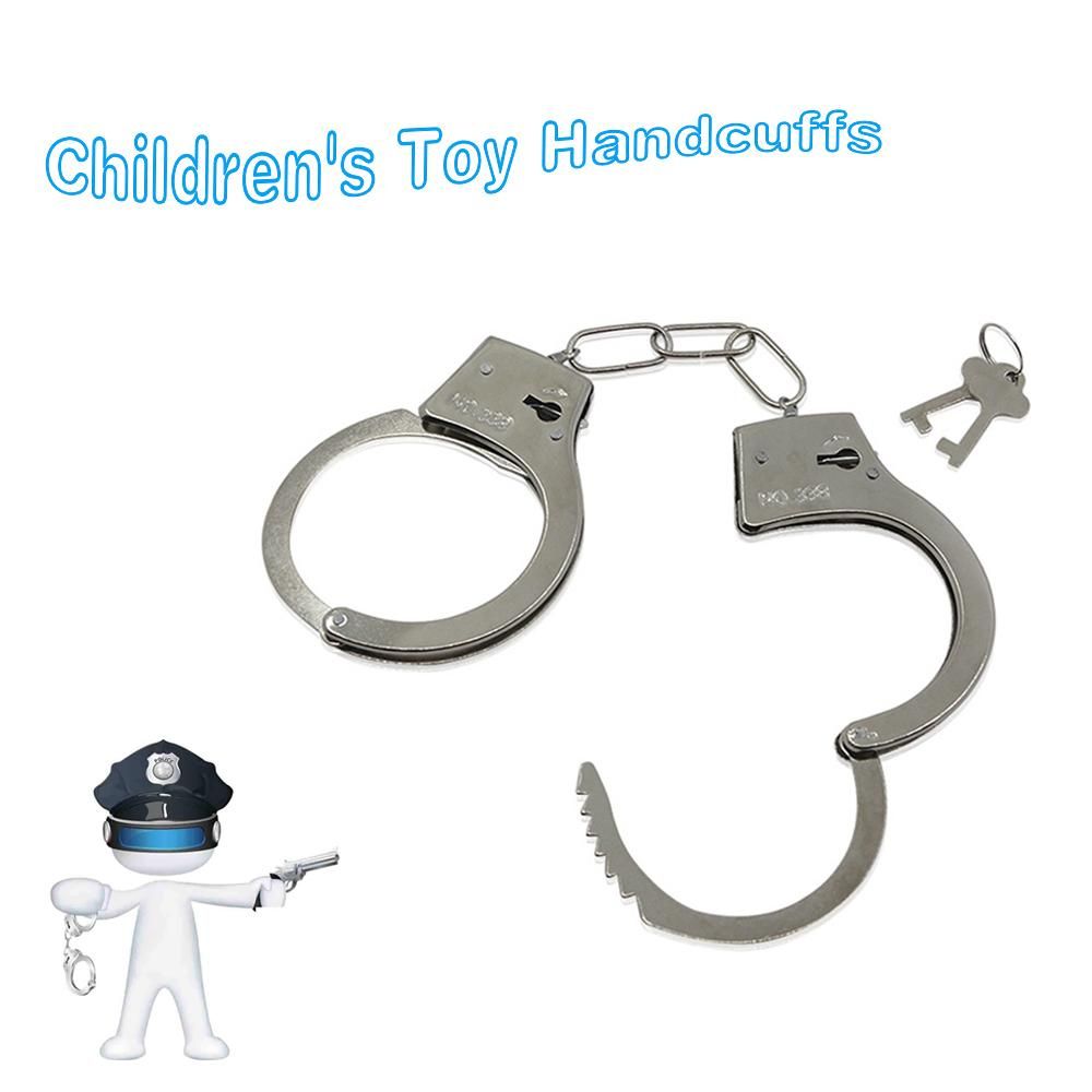 Metal Fake Handcuffs Kids Role Play Toy Hand Cuffs with 2 Keys Fun Stage or Costume Props Halloween Costume Accessories