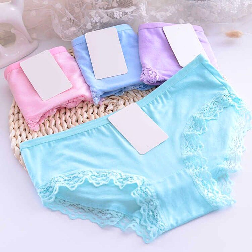 Women Fashion Mid Waist Elastic Solid Color Simple Breathable Modal Underwear