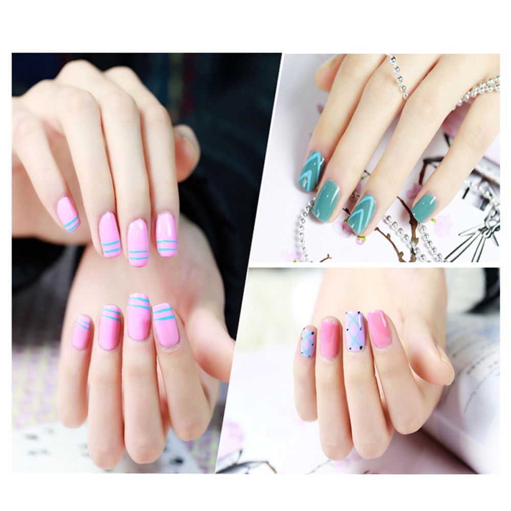 5PCS Nail Art Wood UV Salon Pen Flat Brush Kit Dotting Tool