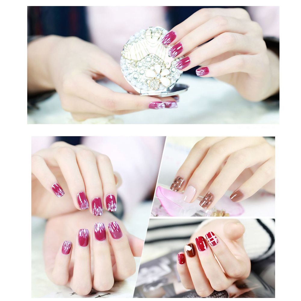 5PCS Nail Art Wood UV Salon Pen Flat Brush Kit Dotting Tool