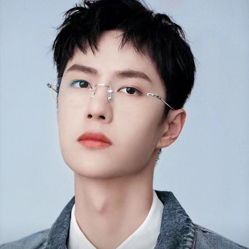 (Gold)Transparent Computer Glasses Frameless Women Men Anti Blue Light Square
