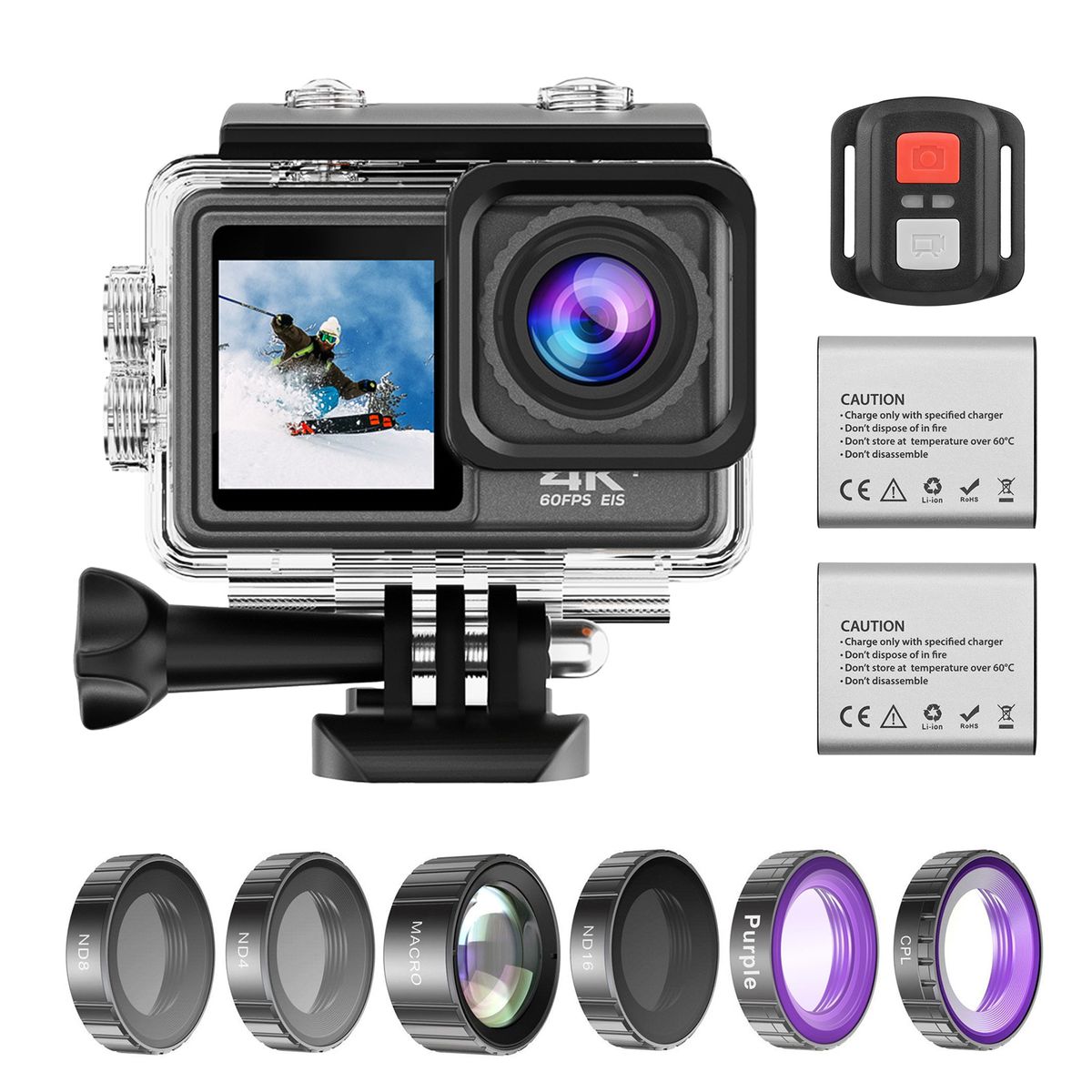 4K 24MP Dual Screen Sport Camera DV Camcorder 2.0 Inch