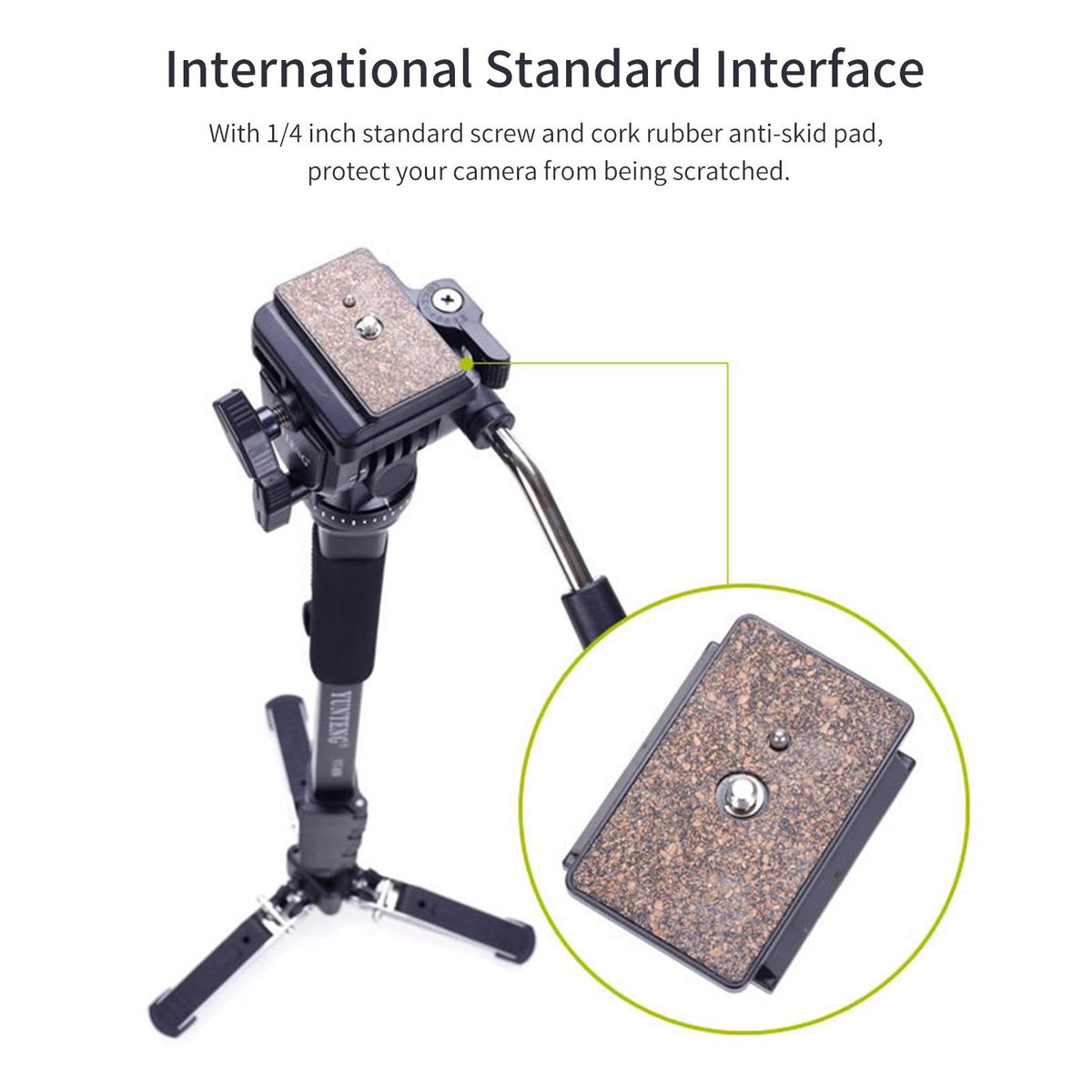 YUNTENG Monopod 58.3 Inch Video Camera Monopod Stand Lightweight Aluminum Alloy Telescopic Monopod with Removable 3-Feet Tripod Base Pan Tilt Fluid Head Carry Bag Compatible with DSLR Camera Camcorder DV