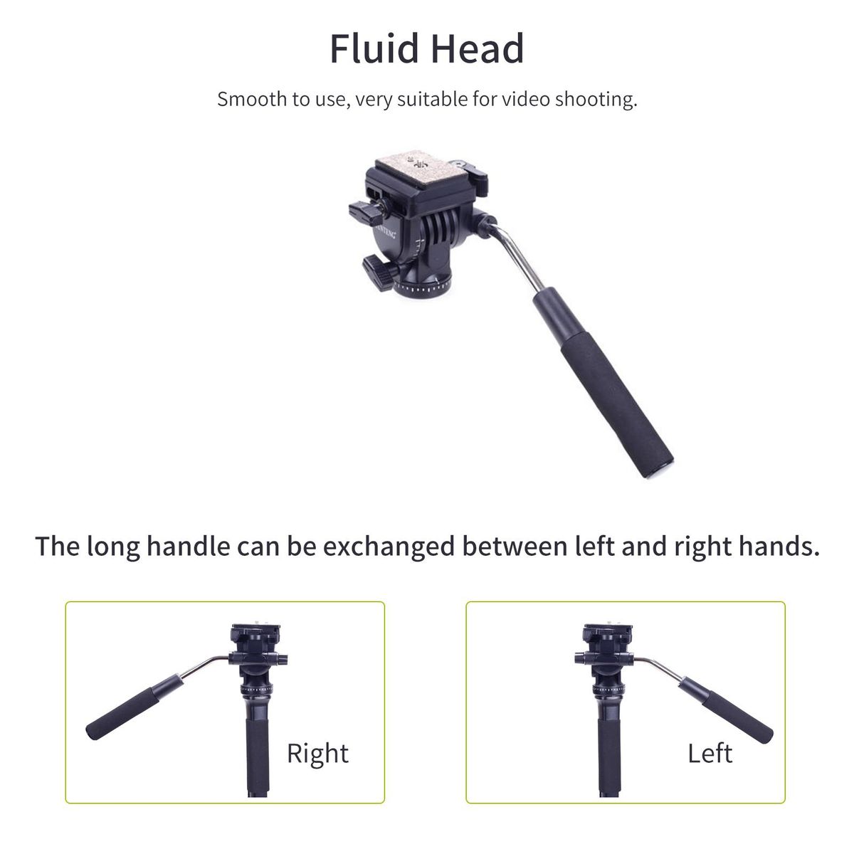 YUNTENG Monopod 58.3 Inch Video Camera Monopod Stand Lightweight Aluminum Alloy Telescopic Monopod with Removable 3-Feet Tripod Base Pan Tilt Fluid Head Carry Bag Compatible with DSLR Camera Camcorder DV