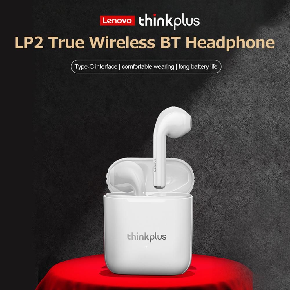 Lenovo thinkplus New Version LP2 True Wireless BT Headphone Semi-in-ear Sport Earbuds BT5.0 Chip 13mm Composite Unit White