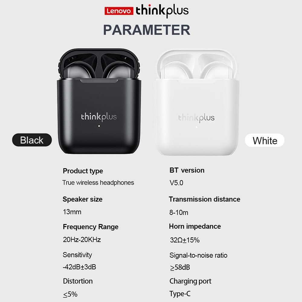 Lenovo thinkplus New Version LP2 True Wireless BT Headphone Semi-in-ear Sport Earbuds BT5.0 Chip 13mm Composite Unit White