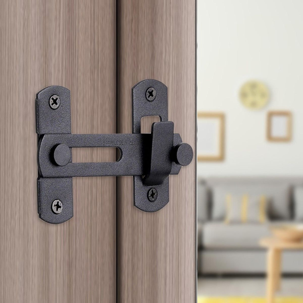 Door Latch Securelatch Stainless Steel Privacy Security Door for Home Black