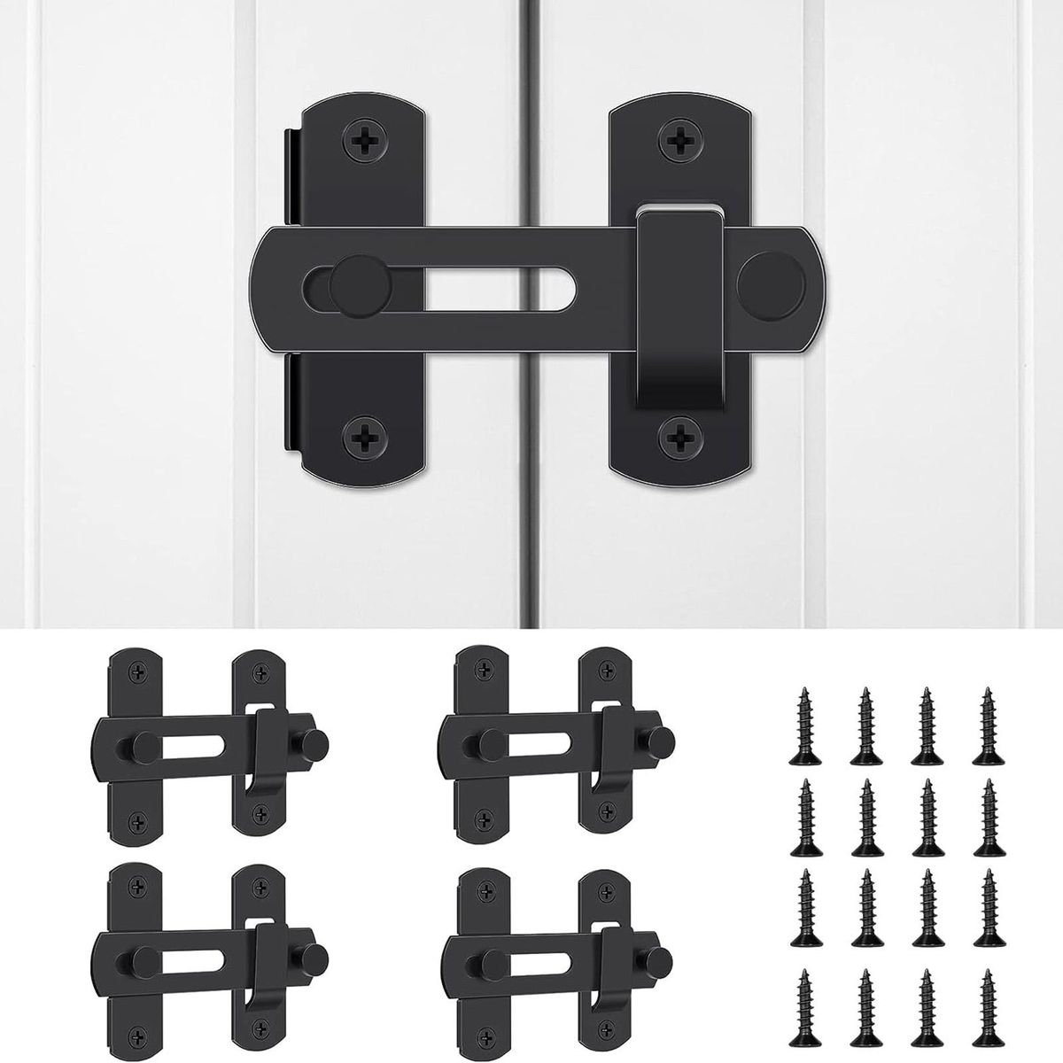Door Latch Securelatch Stainless Steel Privacy Security Door for Home Black