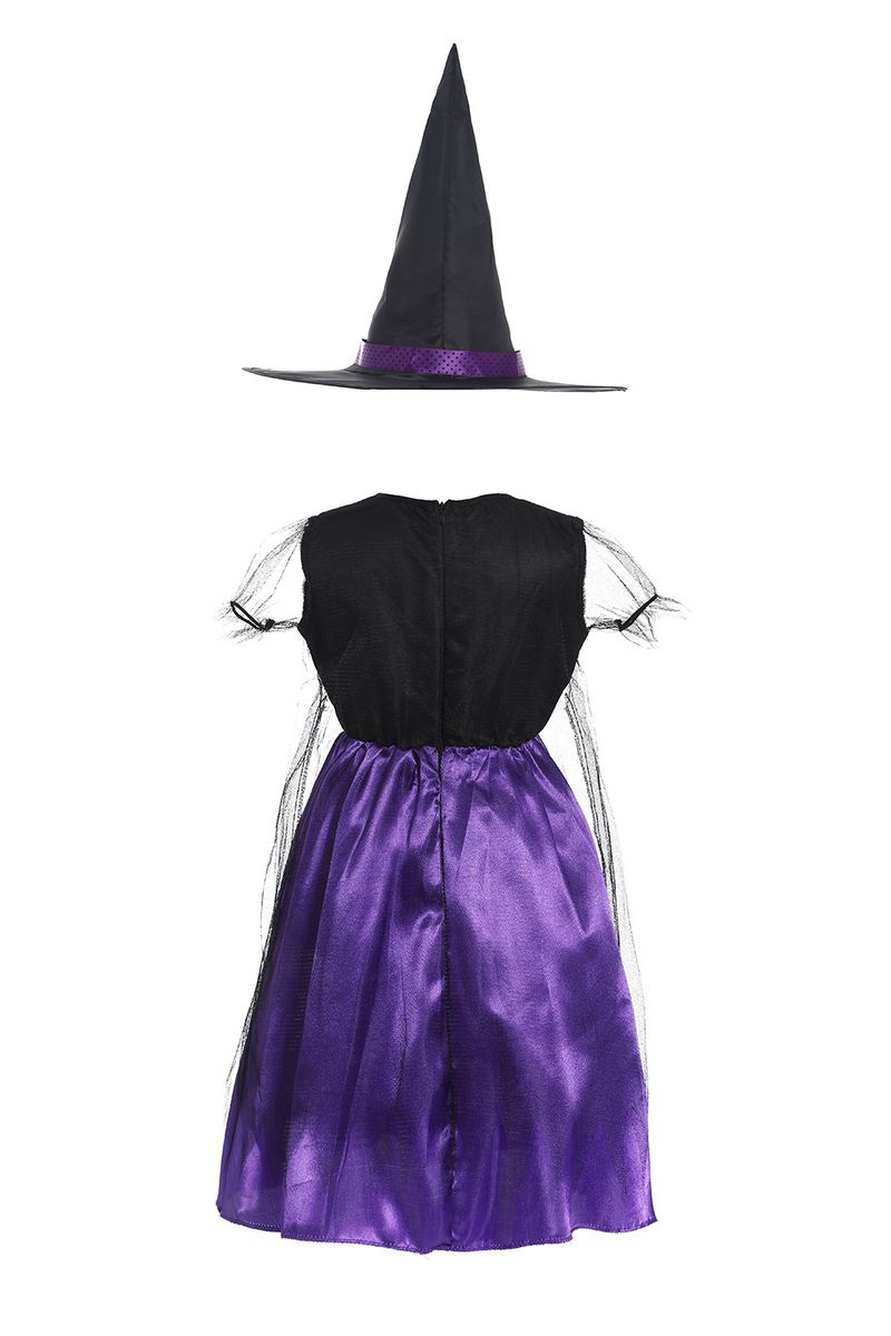Halloween Cosplay Costume Kids Short Sleeve Dress With Polka Dot Ribbon Hat