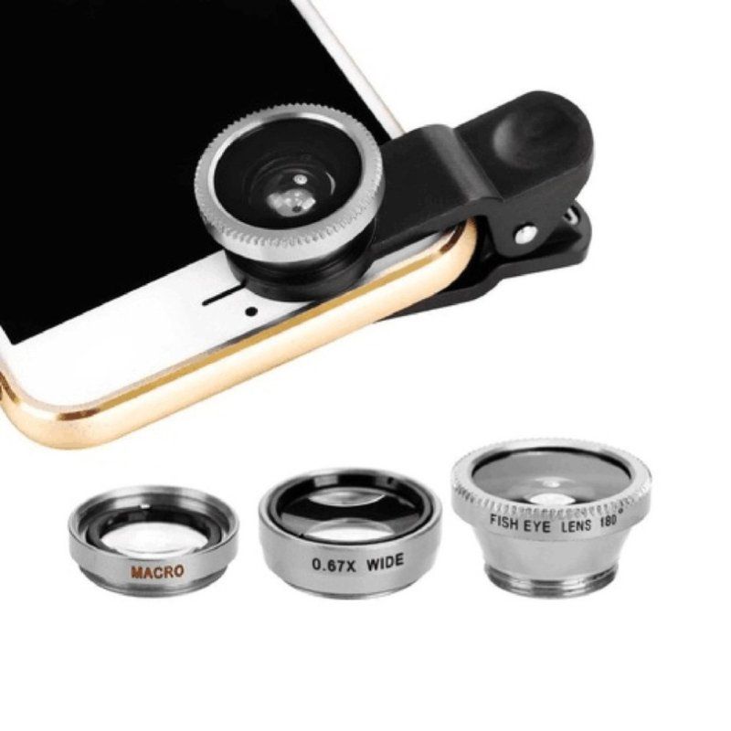 3 In 1 Mobile Phone Fish Eye Super Wide Angle Macro-Black