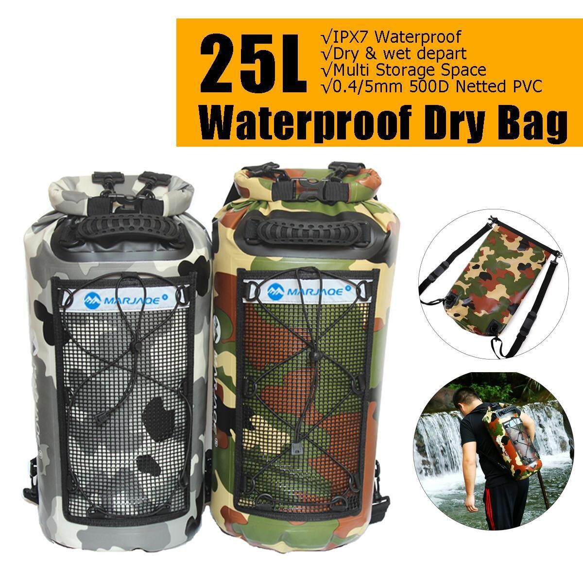 MARJAQE 25L Sports Waterproof Bag Dry Bag Canoe Pouch Boating Kayak Hiking Rucksacks Blue