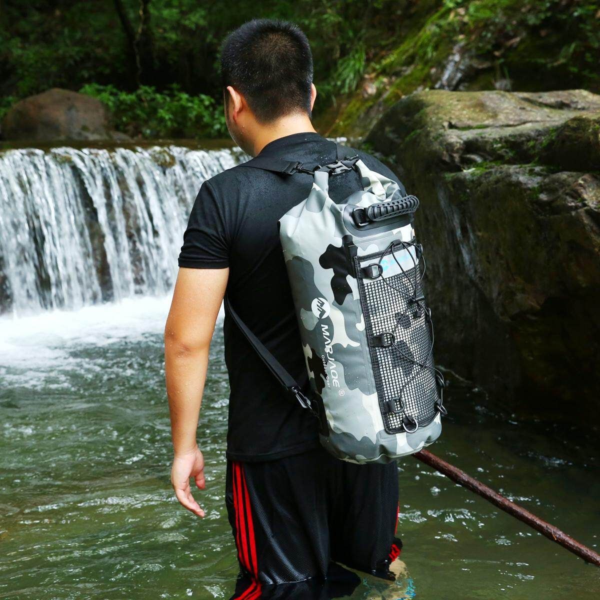 MARJAQE 25L Sports Waterproof Bag Dry Bag Canoe Pouch Boating Kayak Hiking Rucksacks Blue
