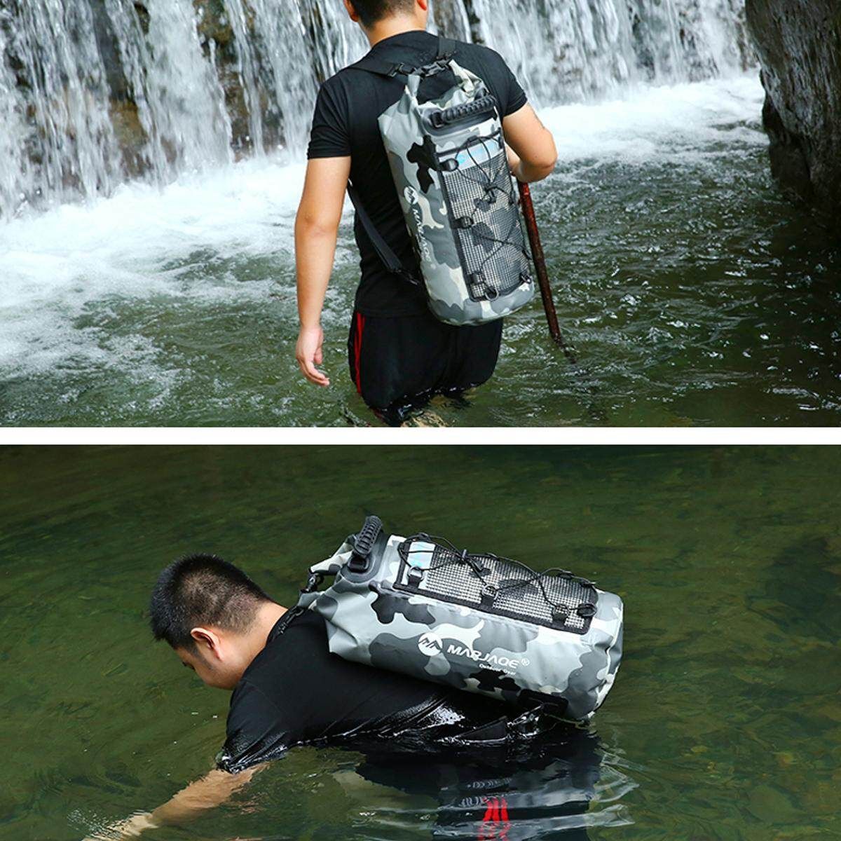 MARJAQE 25L Sports Waterproof Bag Dry Bag Canoe Pouch Boating Kayak Hiking Rucksacks Blue