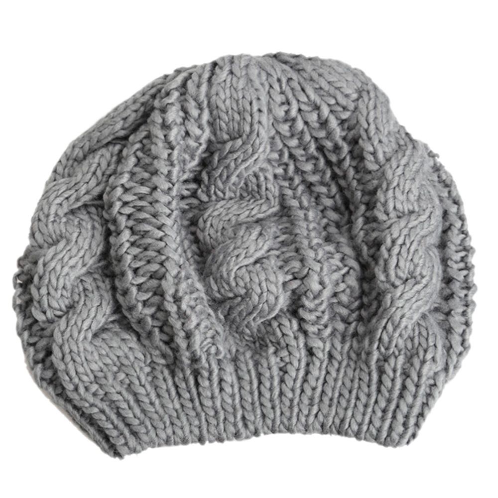 Winter Warm Women Knitted Braided Beanie Hats Wool Crochet