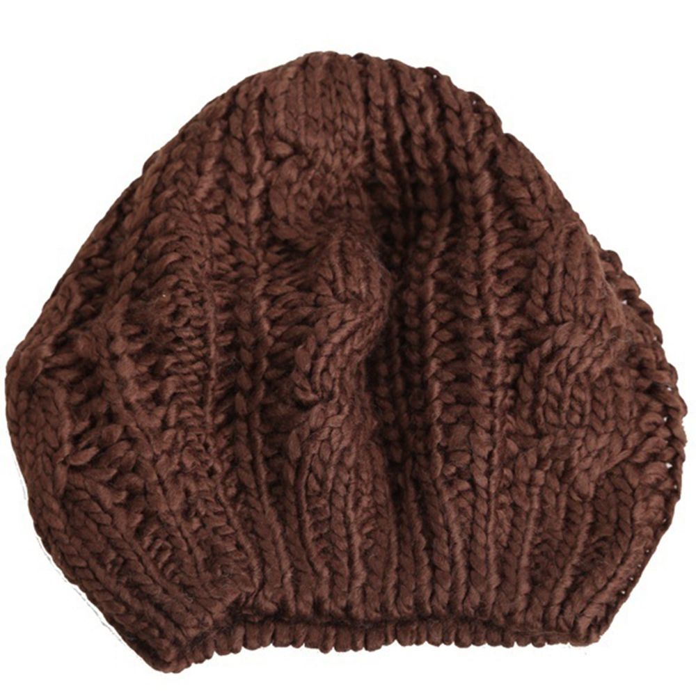 Winter Warm Women Knitted Braided Beanie Hats Wool Crochet