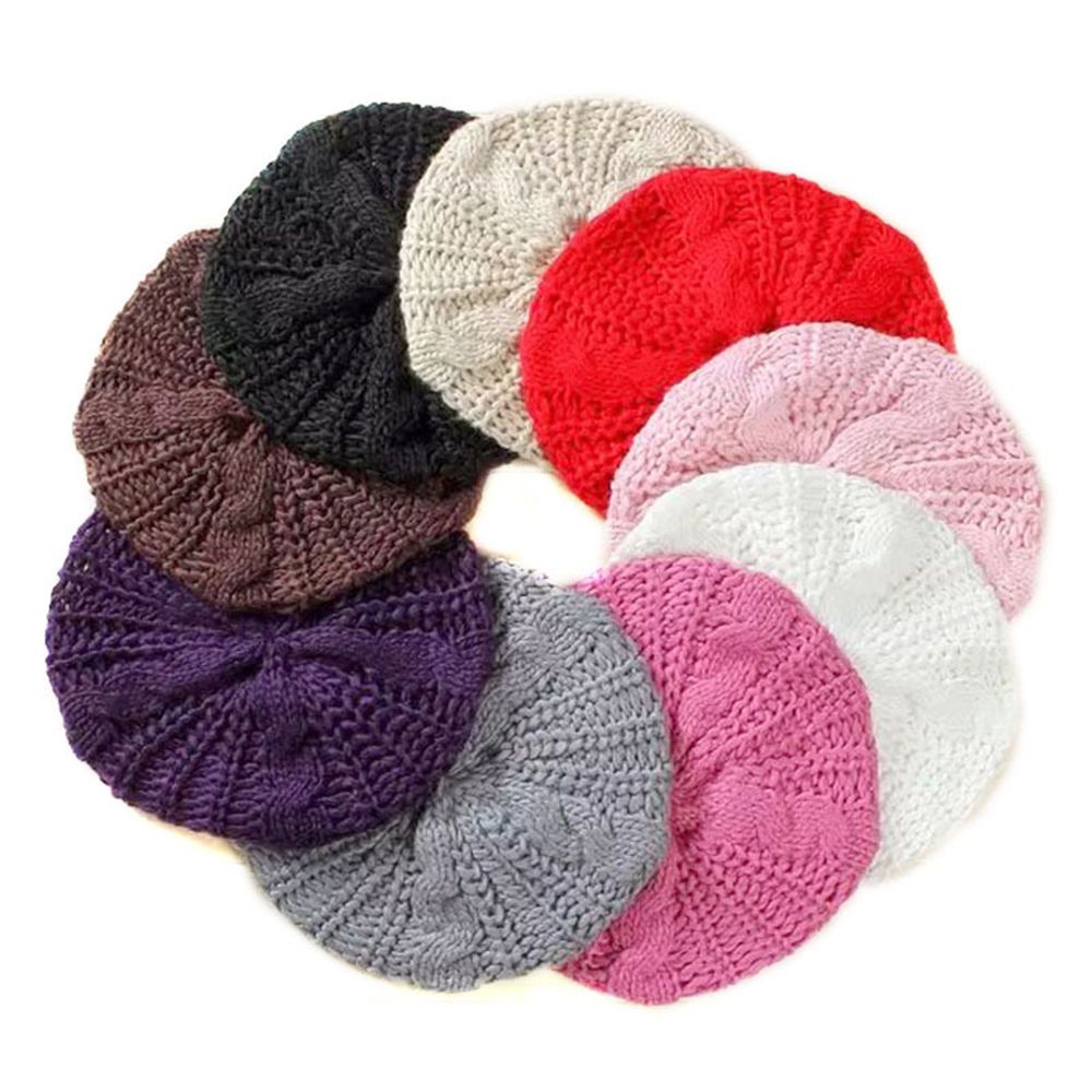 Winter Warm Women Knitted Braided Beanie Hats Wool Crochet