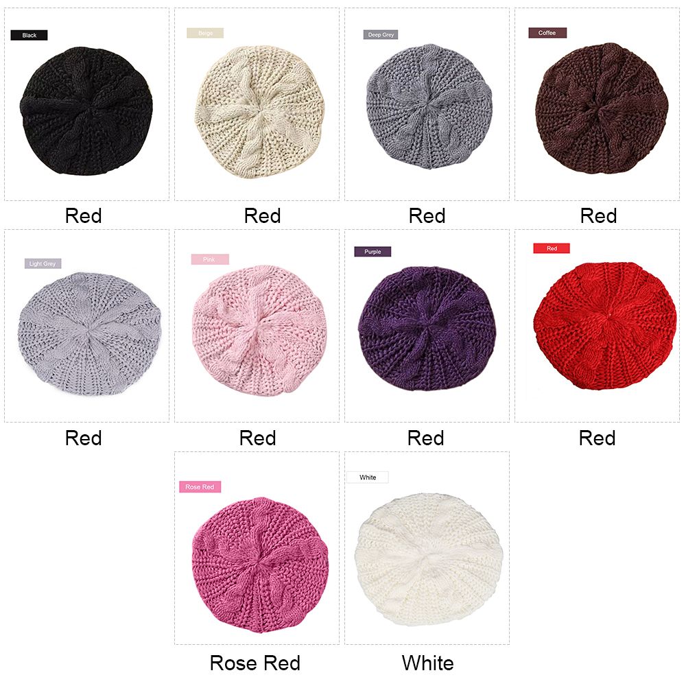 Winter Warm Women Knitted Braided Beanie Hats Wool Crochet