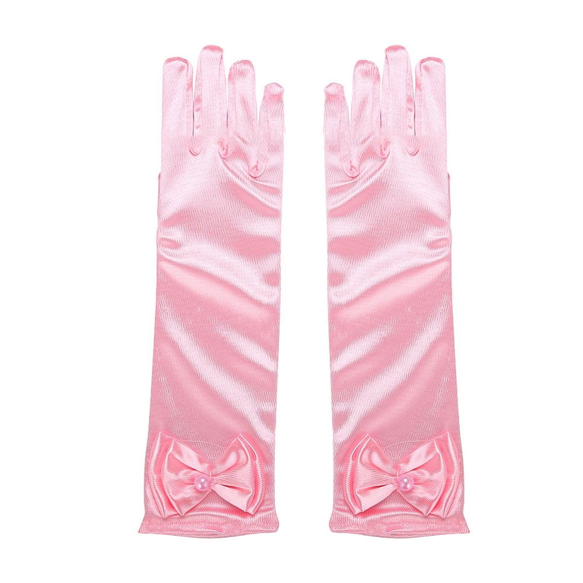 Flower Girl Gloves Princess Style Satin Flower Girls for Children Pink