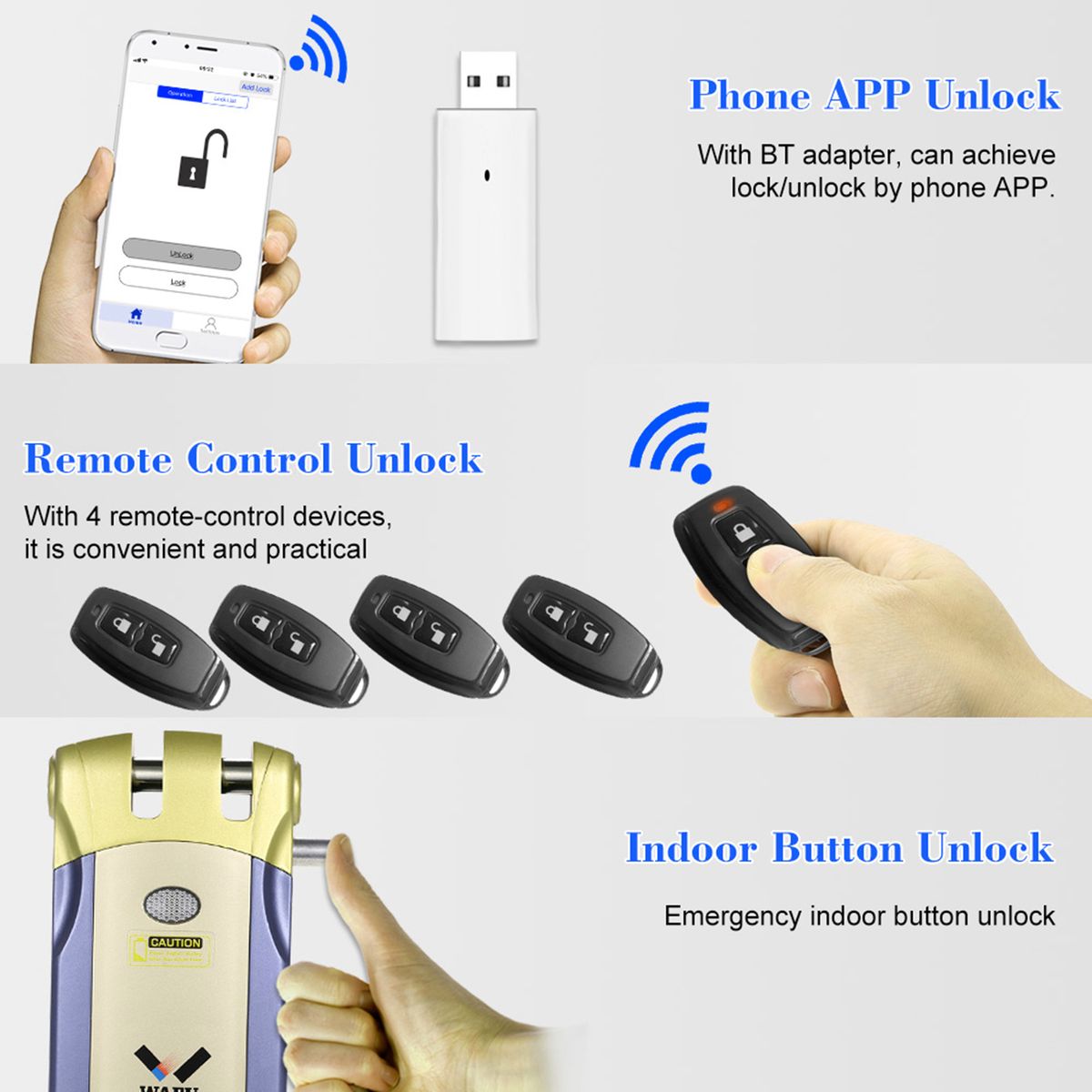 WF-018U Wireless Remote Control Lock Security Invisible
