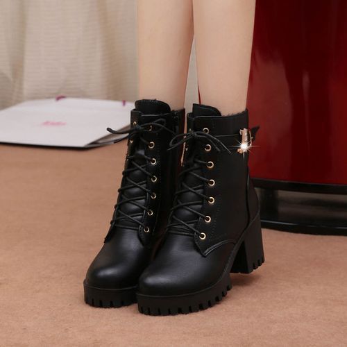 Women Lady Sexy Mid-Low Heeled Martin Boots Party Dress Work Booties Shoes