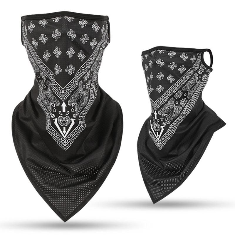 Outdoor Paisley Print Anti-UV Breathable Earloop Face-Black