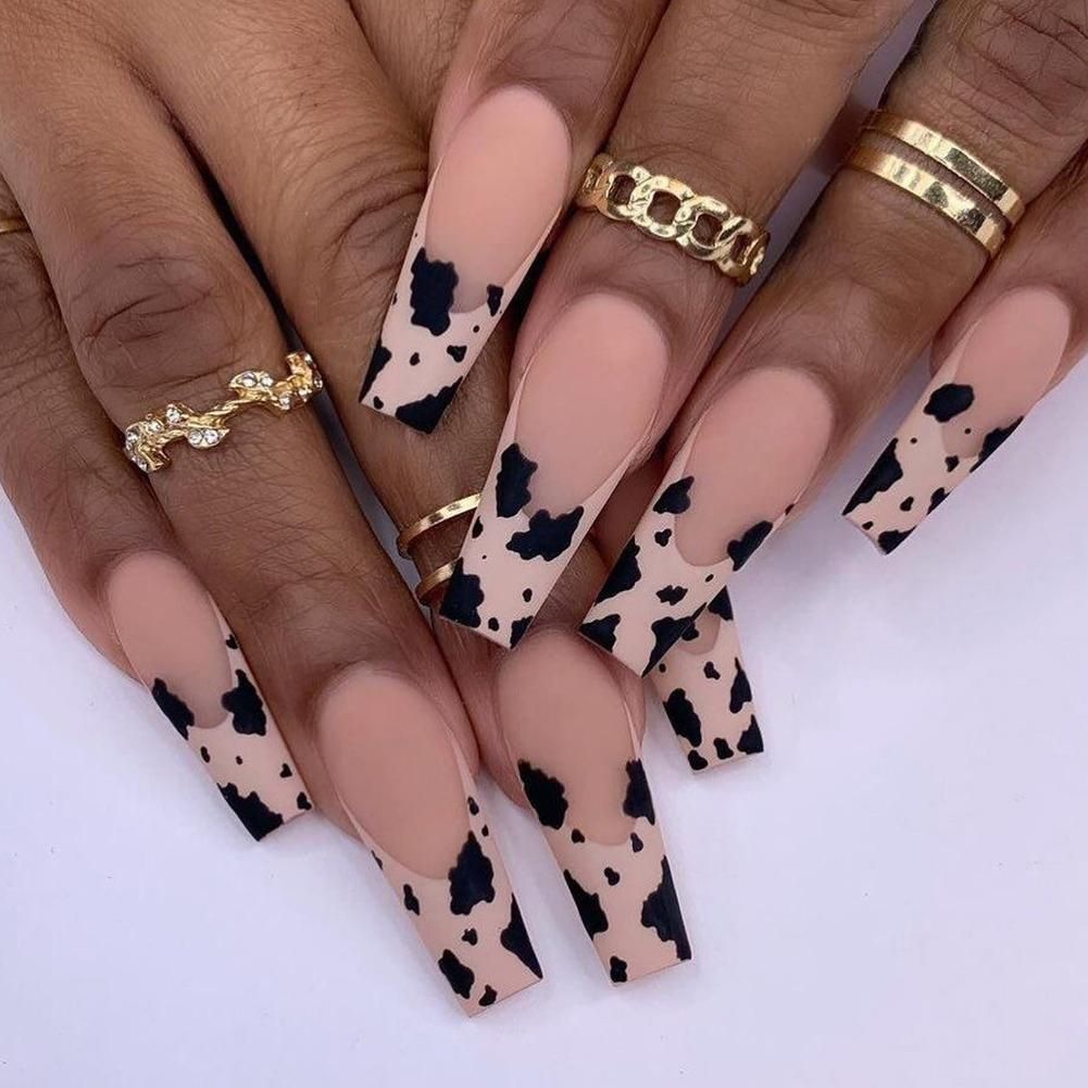 Long Fake Nails Art Tips Press On Nails False Flower Heart