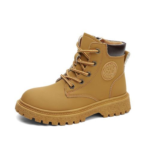 Children's Outdoor Non-slip Leather Martin Boots Hiking Boots-Yellow