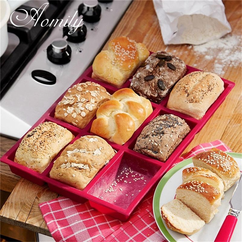 Aomily Silicone 9 Holes Bread Baking Pan Mould Tray