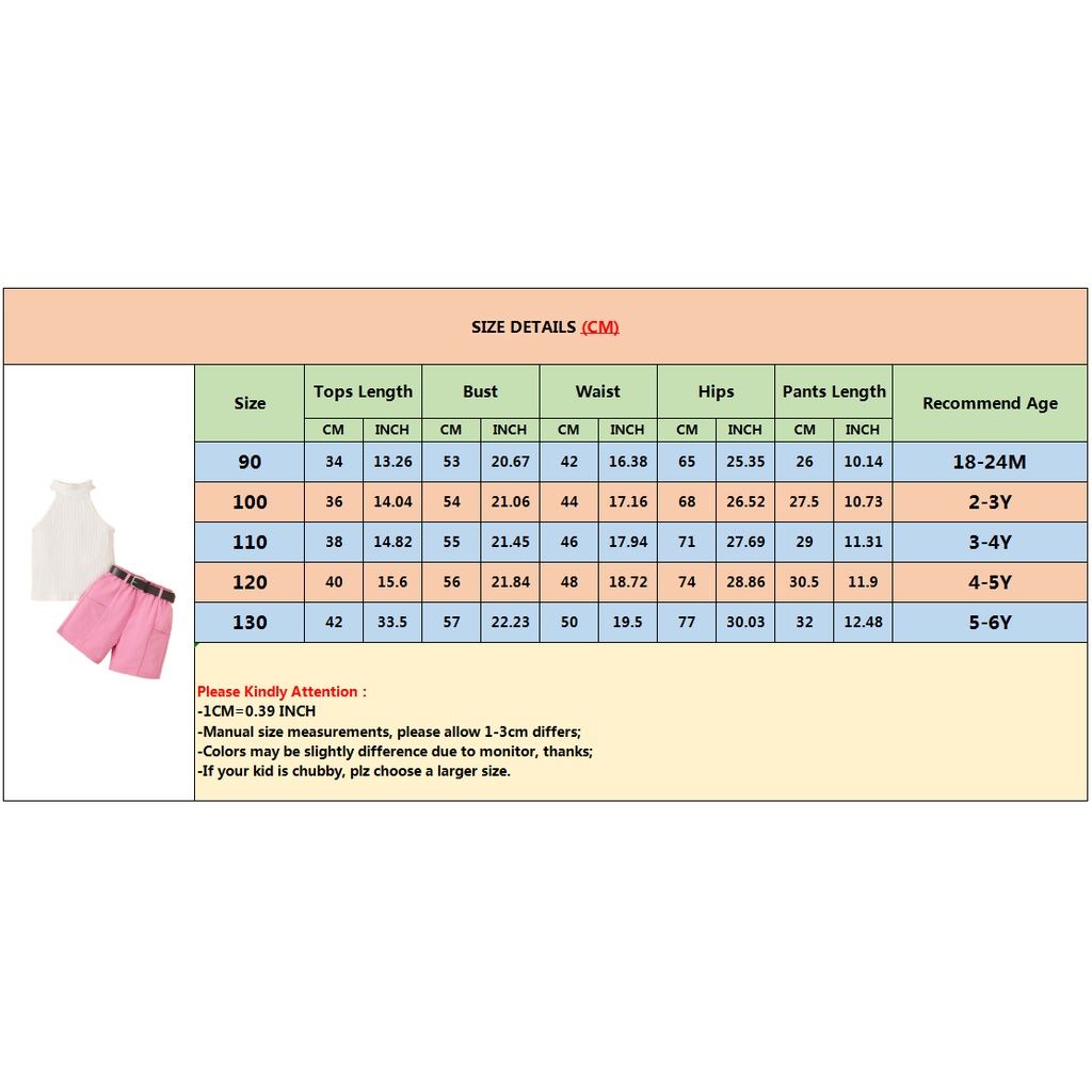 1-6Years Kid Girl Neck Hanging Sleeveless Top+Shorts