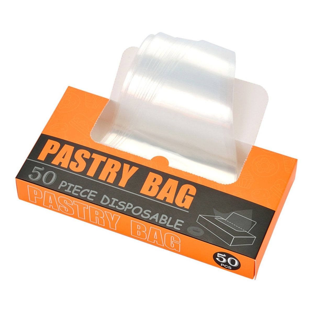 50PCS Disposable Pastry Bags Transparent Disposable Cake