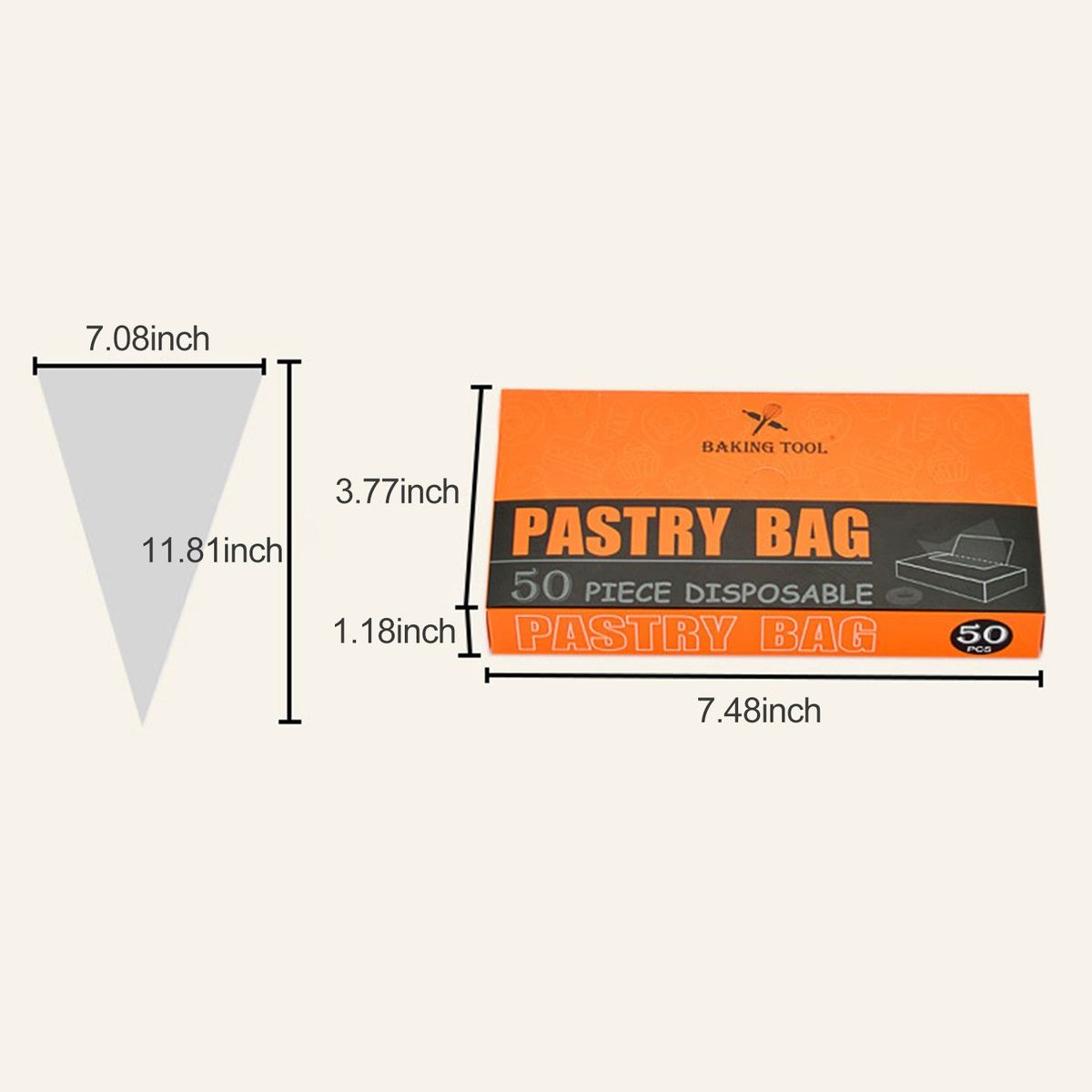 50PCS Disposable Pastry Bags Transparent Disposable Cake