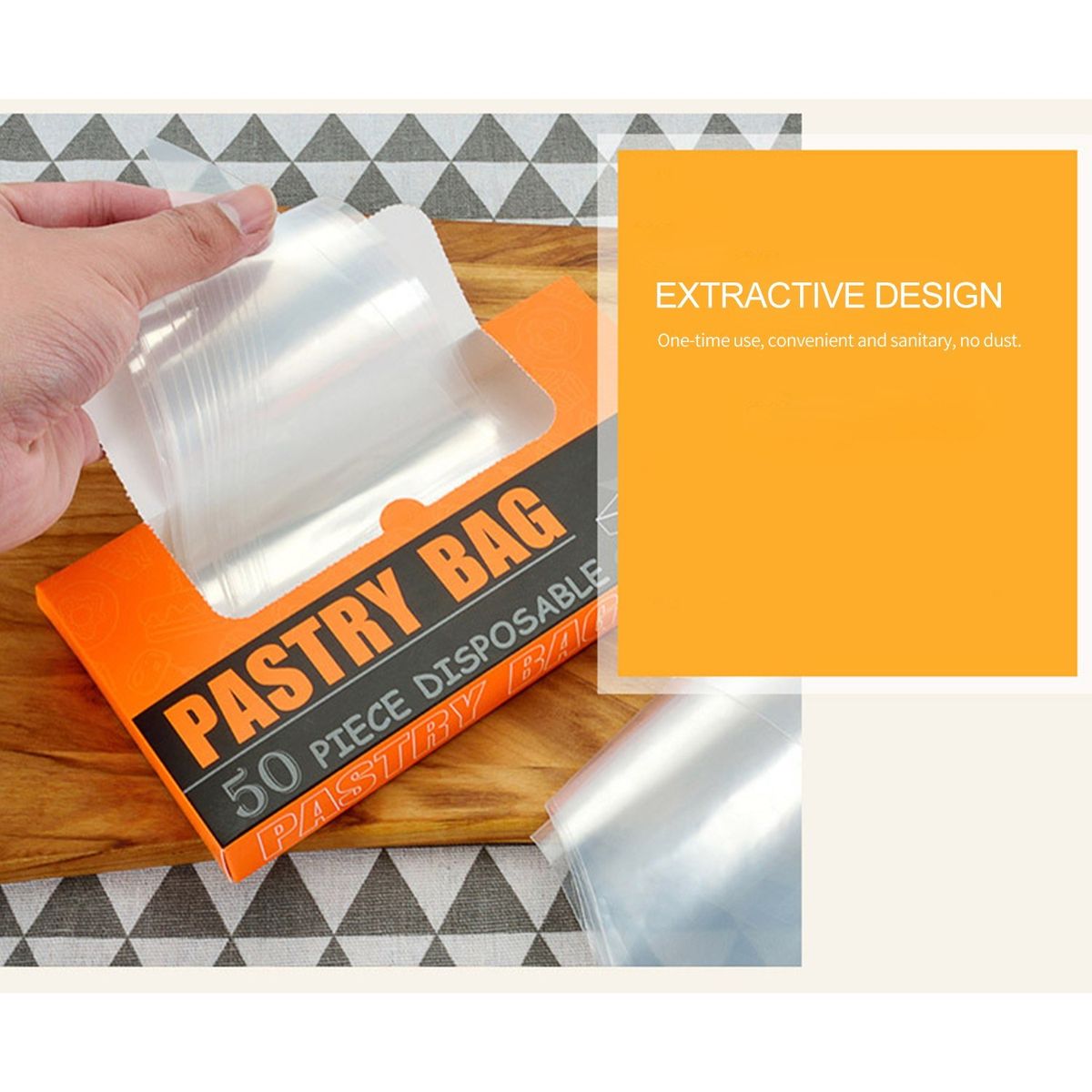 50PCS Disposable Pastry Bags Transparent Disposable Cake