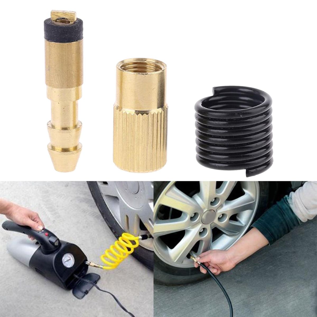 3Pcs/Set Car Tire Inflatable Adapter Compressor Hose Repair High