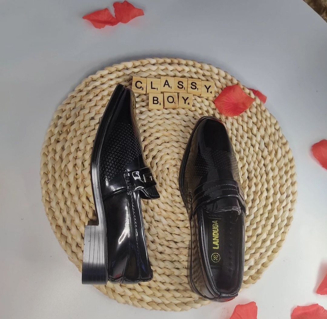 Boy Outing Party Church Leather Shoe (black)