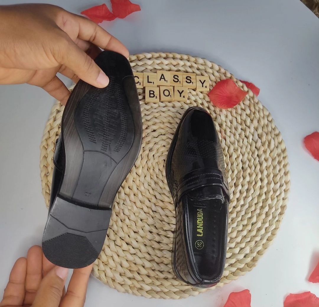 Boy Outing Party Church Leather Shoe (black)
