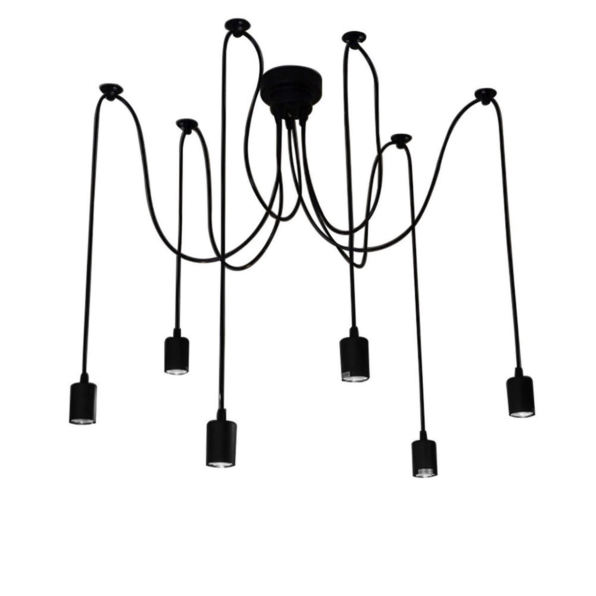 Lixada 6 Arms(each with 1.8m wire) Antique Classic Ajustable DIY Ceiling Spider Lamp Light E26 Retro Chandelier Pendant Dining Hall Bedroom Hotel