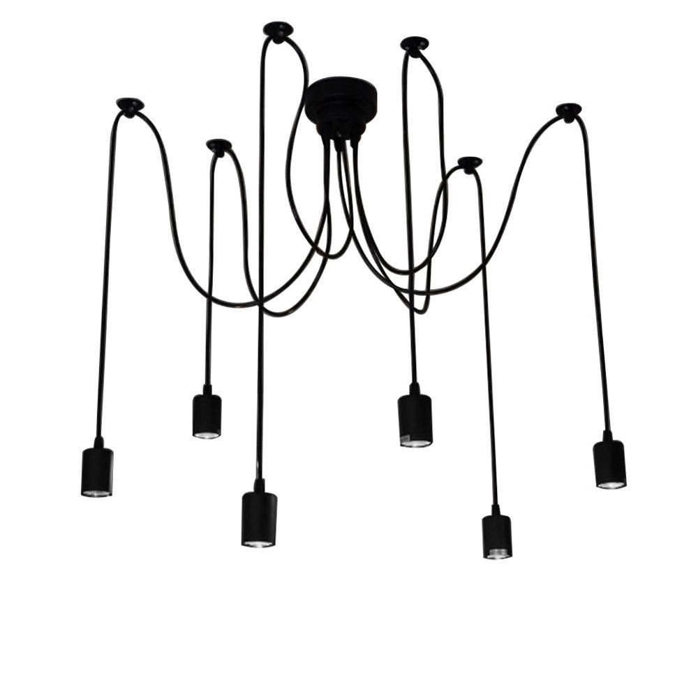 Lixada 6 Arms(each with 1.8m wire) Antique Classic Ajustable DIY Ceiling Spider Lamp Light E26 Retro Chandelier Pendant Dining Hall Bedroom Hotel
