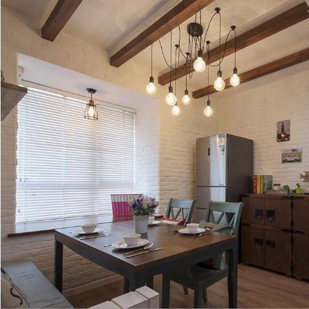 Lixada 6 Arms(each with 1.8m wire) Antique Classic Ajustable DIY Ceiling Spider Lamp Light E26 Retro Chandelier Pendant Dining Hall Bedroom Hotel