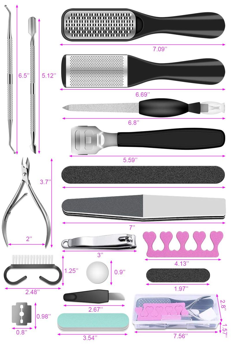 Professional Pedicure Tools Set 23 In 1 Stainless Steel Foot Care Kit Foot Rasp Dead Skin Remover Pedicure Kit For Women Salon