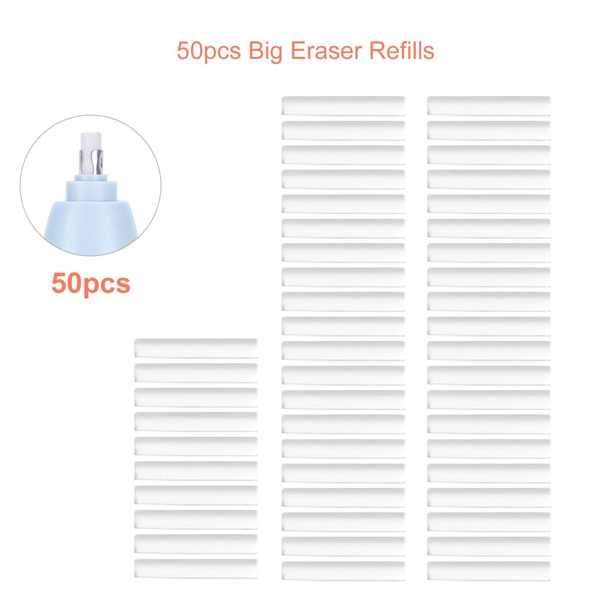 tenwin Portable Electric Eraser Refills 50pcs Dia. 5mm Big Eraser Refills Replaceable Rubbers Stationery Supplies for School Students Artists Drawing Painting Sketching Use