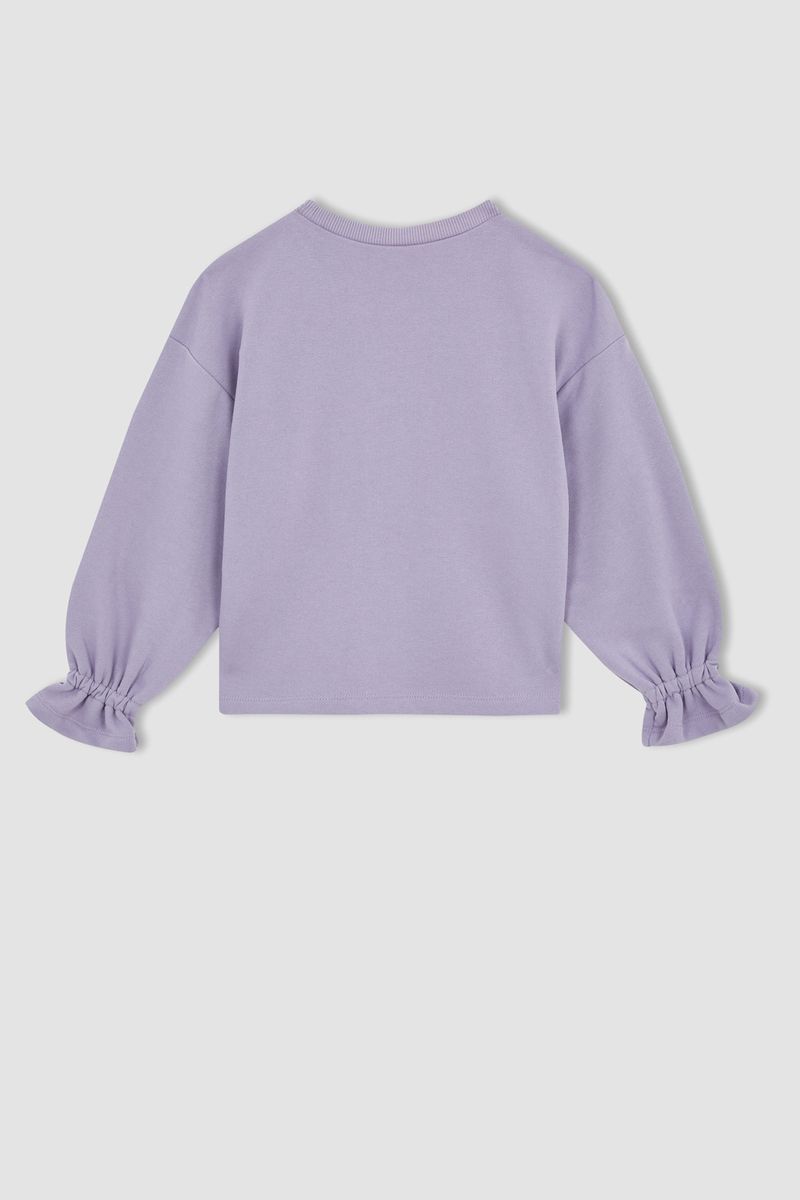 Girl - Relax Fit Crew Neck Knitted Sweat Shirt - Purple