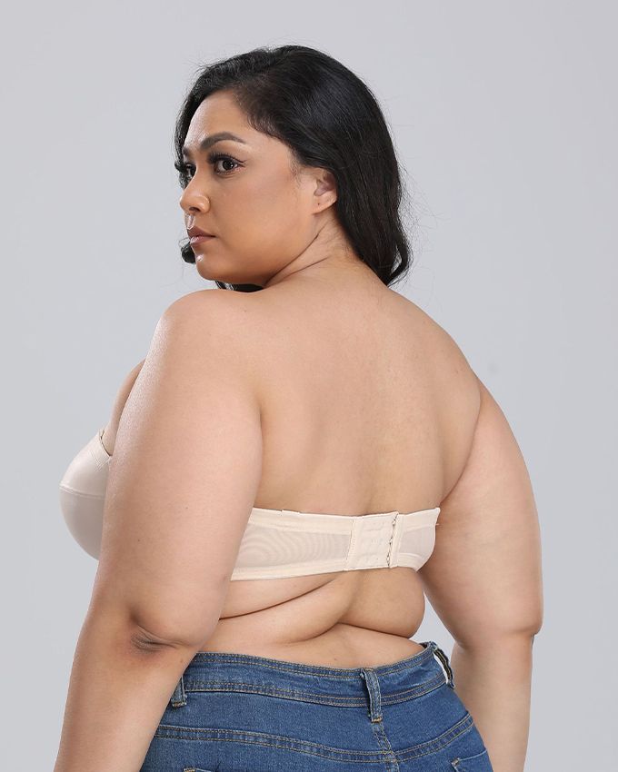 Plus Size No Padding Ultra Support Convertible Underwire Strapless Bra