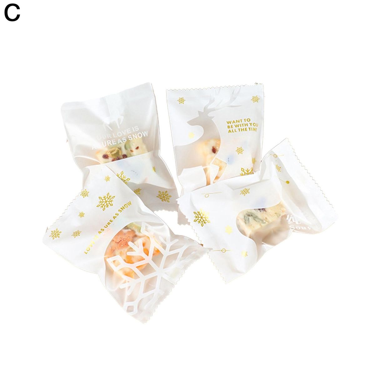 Santa Claus Gift Bags 100pcs Festive Candy Bag Set Santa Snowman Elk