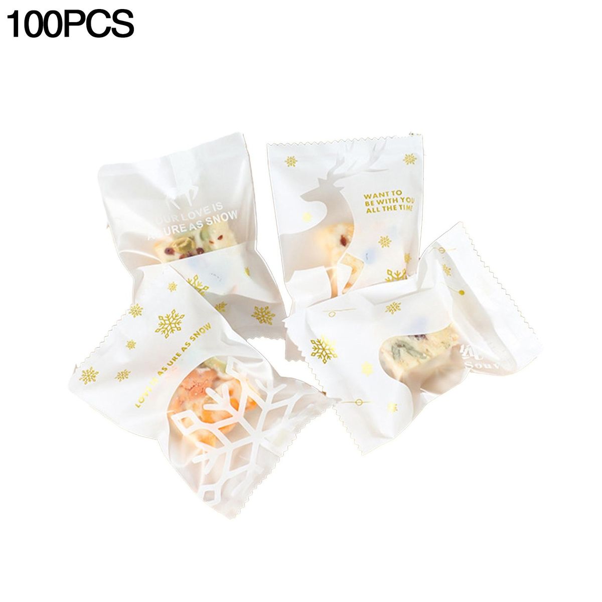 Santa Claus Gift Bags 100pcs Festive Candy Bag Set Santa Snowman Elk