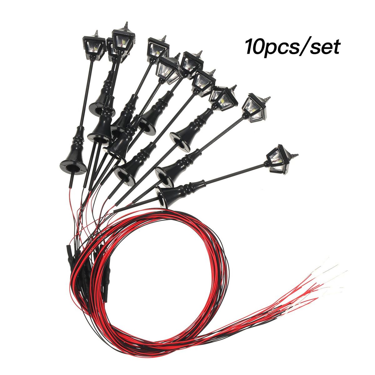10pcs Warm White Model Street Lights Railway Train Lamp Post Layout Decoration for Garden Yard Patio Tree Holiday FT09