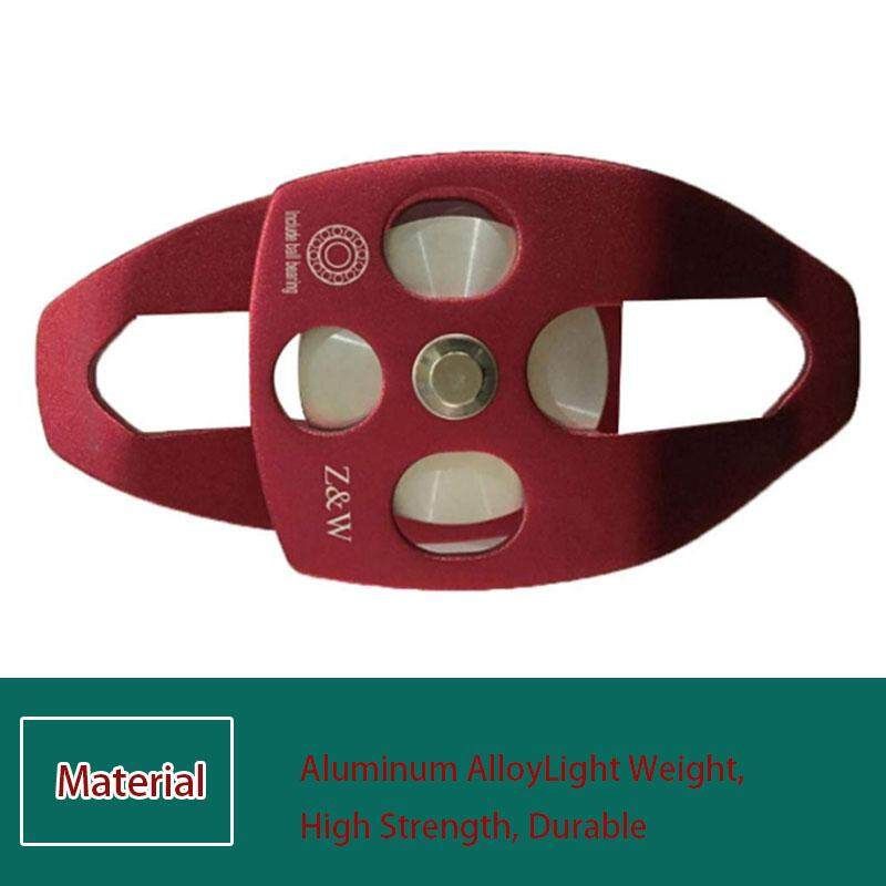 28KN Aluminum Alloy Mobile Side Pulley Axxcssqw 9 Brock Climbing Single Sheave Ball Bearing Rescue Pulley With Swing Plate Surface Polishing Red