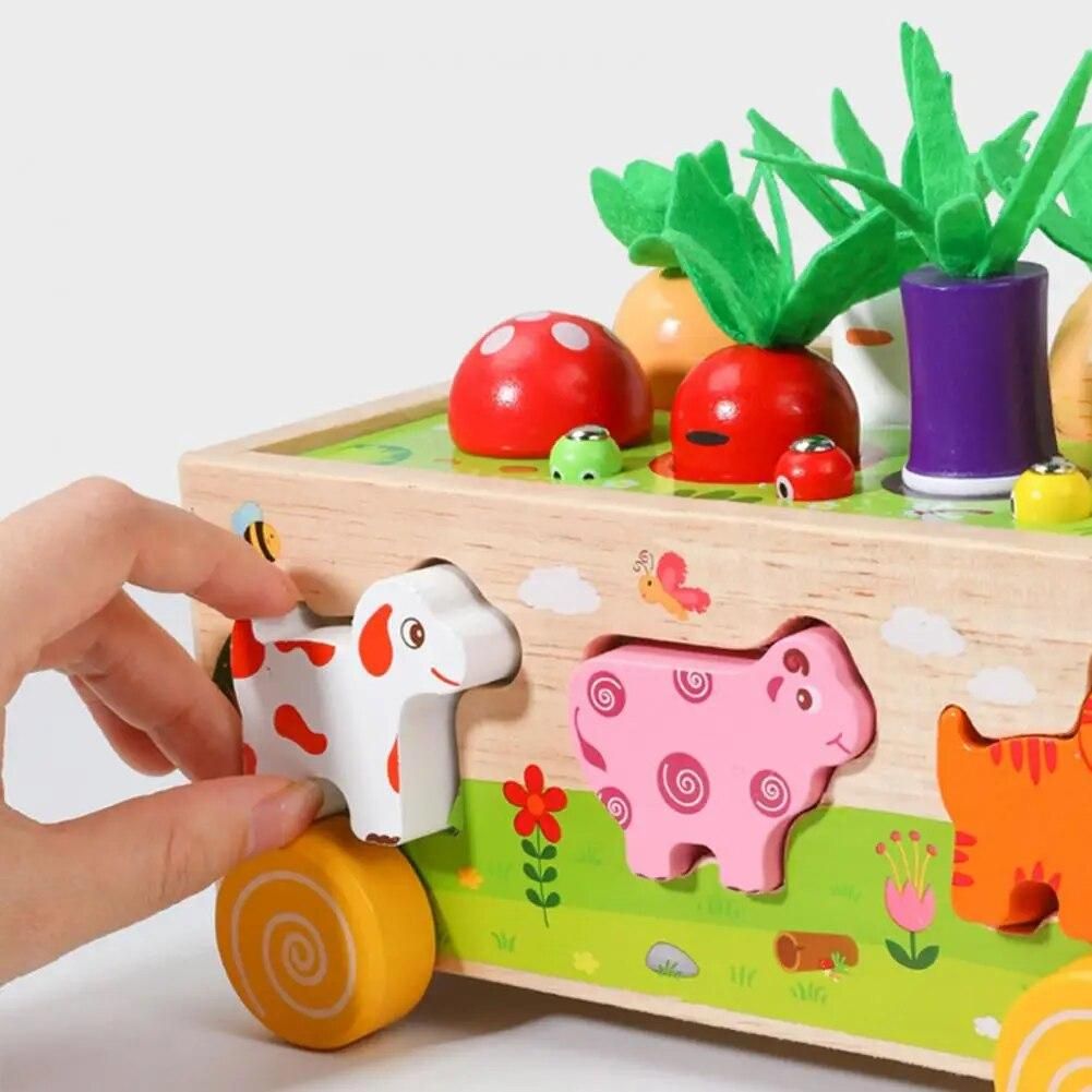 Matching Blocks Multifunctional Wooden Farm Car Toy Sets for Toddlers Enhancing Shape Cognition Pairing Matching Skills