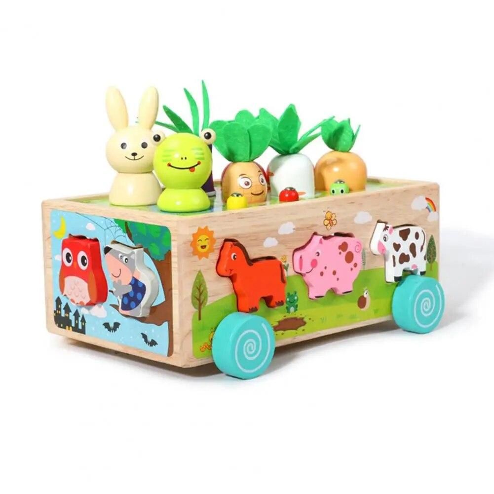 Matching Blocks Multifunctional Wooden Farm Car Toy Sets for Toddlers Enhancing Shape Cognition Pairing Matching Skills